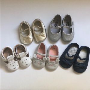 Lot of 5 Pairs Baby Girl Shoes Sz 1 (3-6M) Various